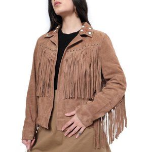 Western Fringed Leather Jacket Coat-Southwest Fringed Leather Jacket for Her